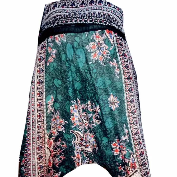 Green Indian Batik rayon harem Ali baba boho hippie dress Aladdin elastic pant cotton gypsy yoga pant Afghani Trouser Yoga pant