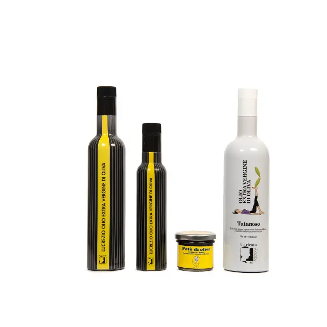 Triple EVO oil Bottles 0.25 0.50 075 liters and olive pate 100 grams