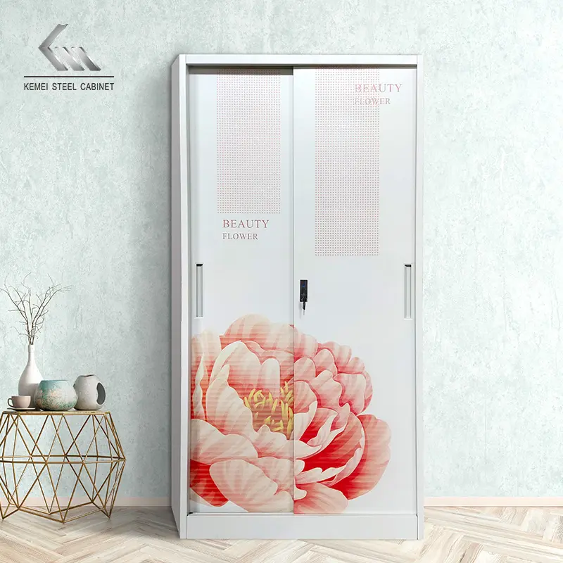 Latest Style Modern Bedroom metal Wall Cabinet Wardrobe With Sliding Doors