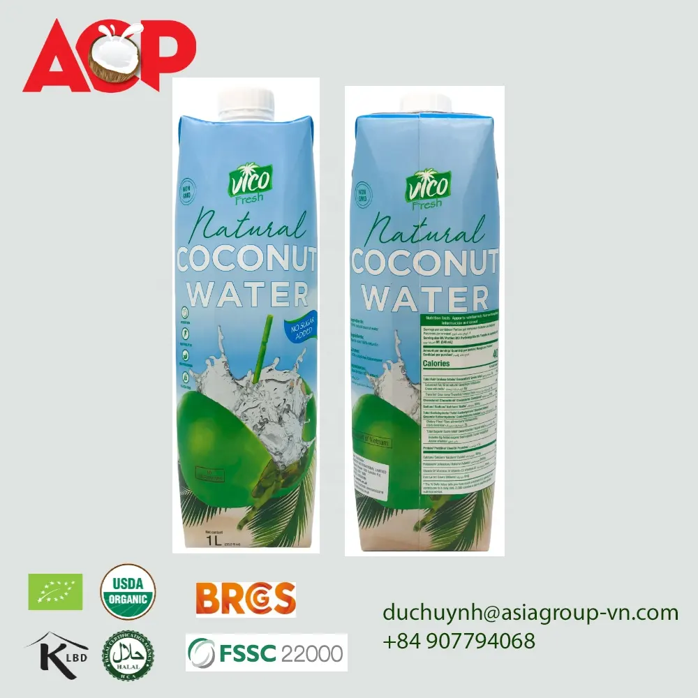 Natural UHT Coconut Water - 1000ml and 300ml pack - PRIVATE LABEL AVAILABLE