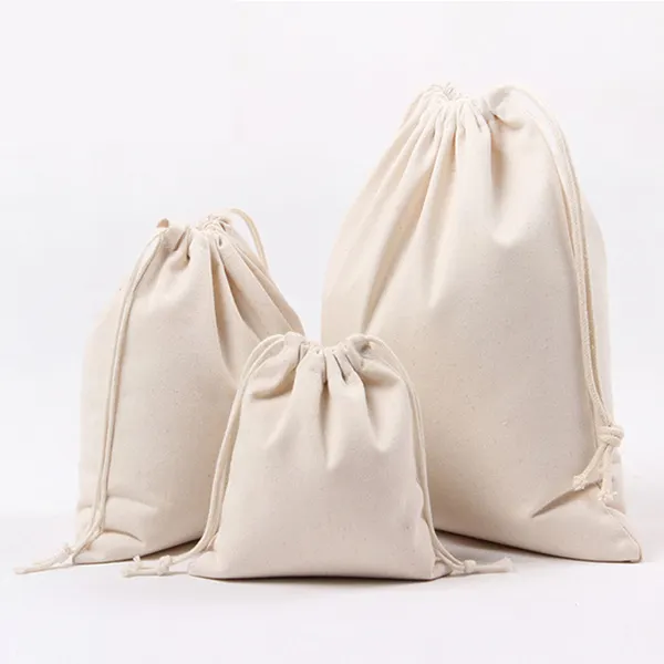 Customized Muslin Pouch Bag Small Cotton Drawstring Glitter Gift Bags