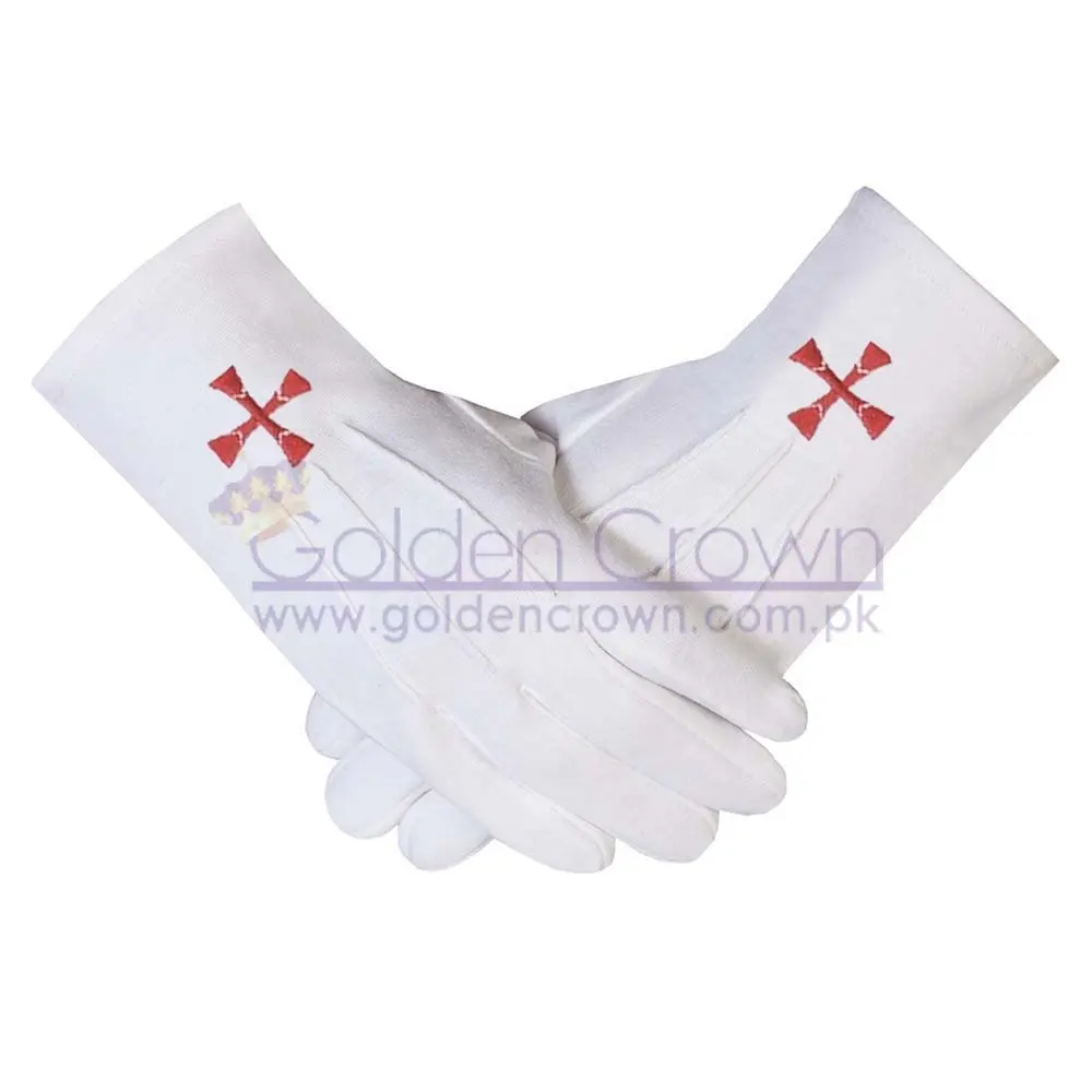 High Quality Masonic Regalia Order of the Red Cross Symbol Gloves Cotton - Knights Of Templar Masonic Regalia Clothing