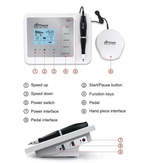2020 Artmex V9 PMU MTS тату-ручка ротационная цифровая Полуперманентная микро-игла для макияжа бровей Тату-машинка