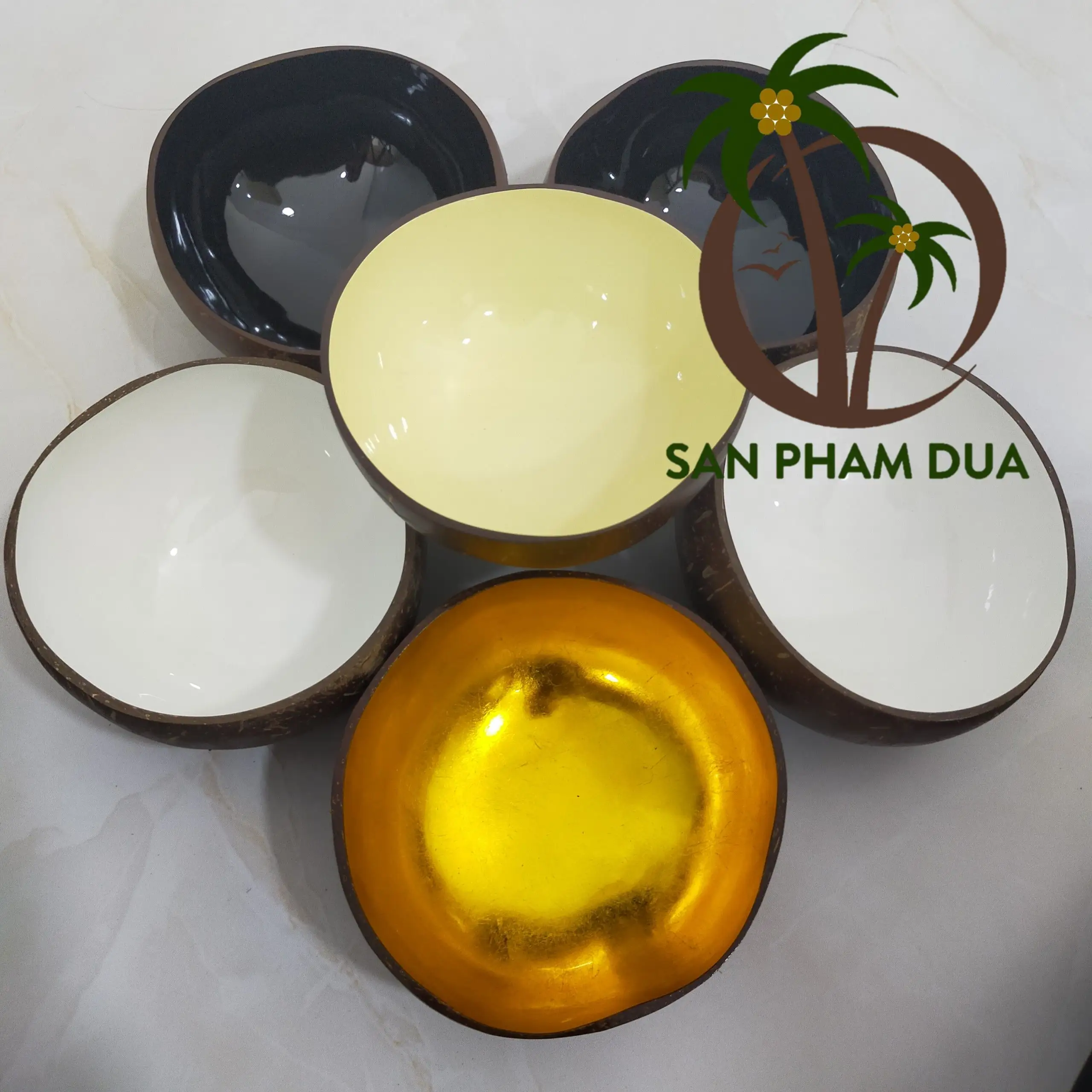 COLORFUL DESIGNED BOWL, COLORED LACQUER COCONUT SHELL BOWL, COCONUT BOWL IN VIETNAM HANDICRAFT