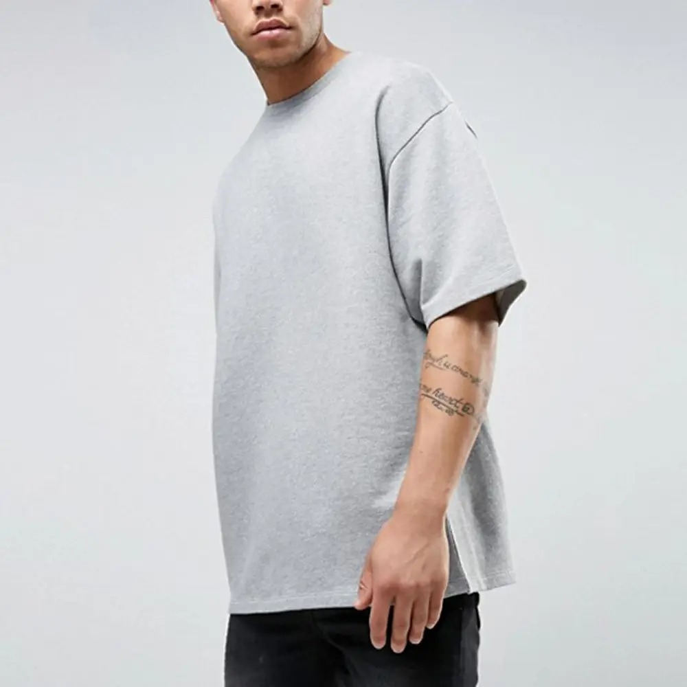 Customized Drop Shoulder Short Sleeves Heavyweight Sweatshirt With Custom Printing Logo