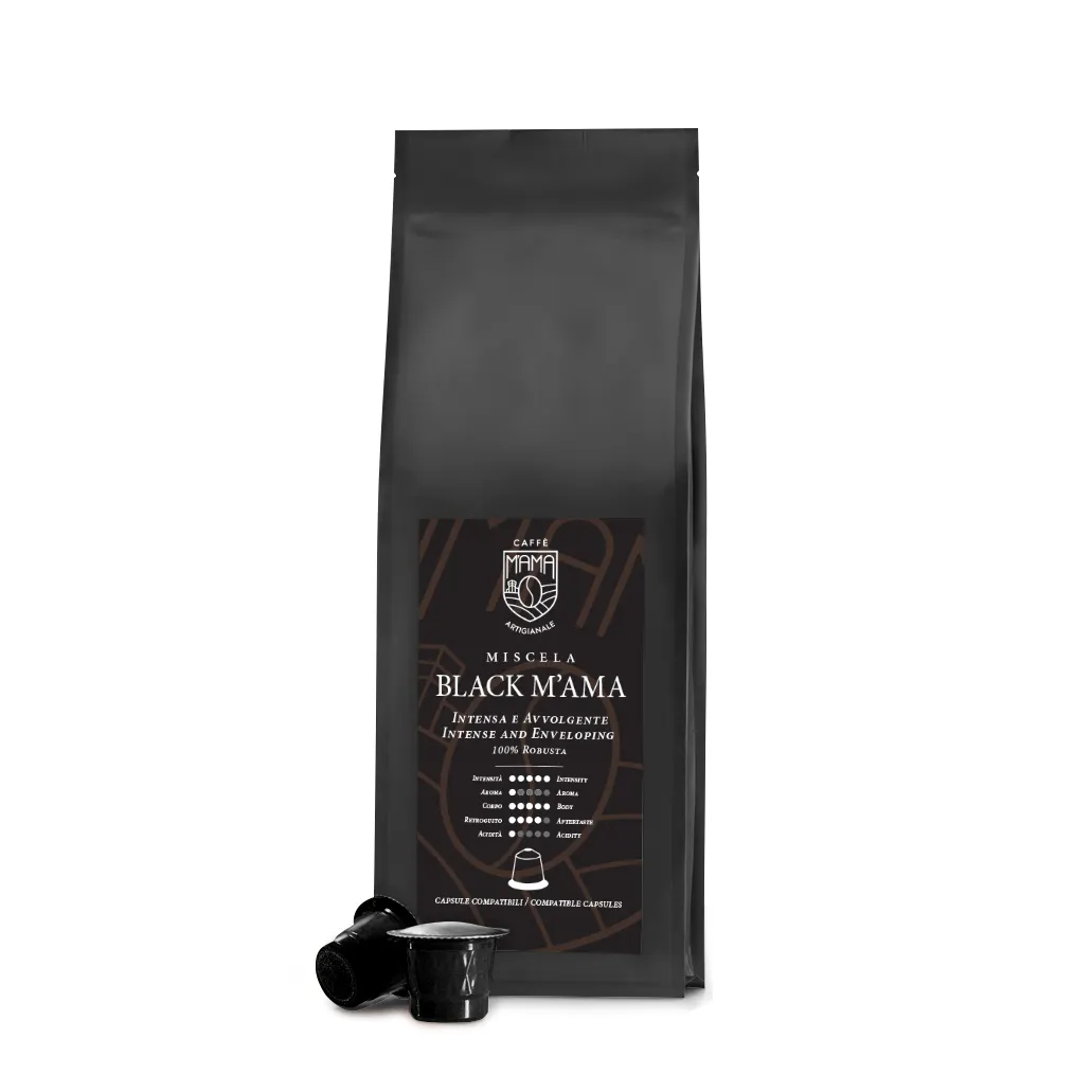 Высококачественные капсулы 100% Robusta neпресо, совместимые с итальянским молотым кофе, 25 шт. в упаковке, свежий запас, черный базама