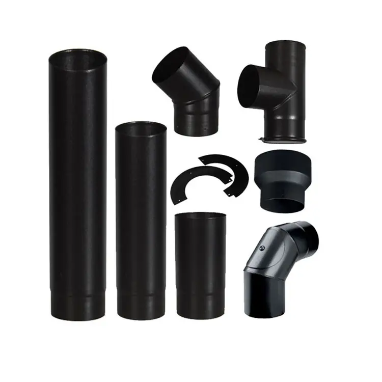 Black Carbon Steel Enamelled Stove Pipe/Elbow/Tee/Cap