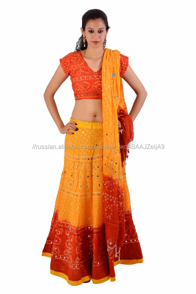 Раджастхани женщин Bandhej Lehenga Чоли Для Женщин