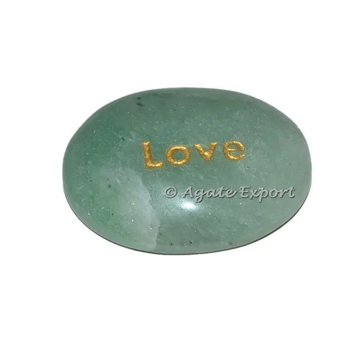 Green Aventurine Love Word Engraved Stone : Customized Engraved Stones