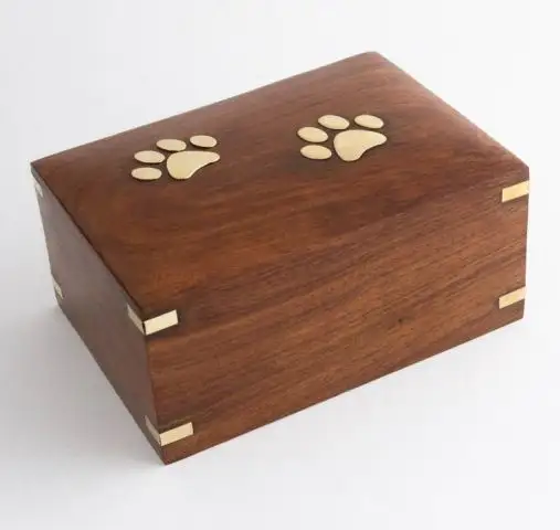Personalized designer wholesale handmade elegant classic unique customized logo print Wooden Pet Paws  Cremation Urns