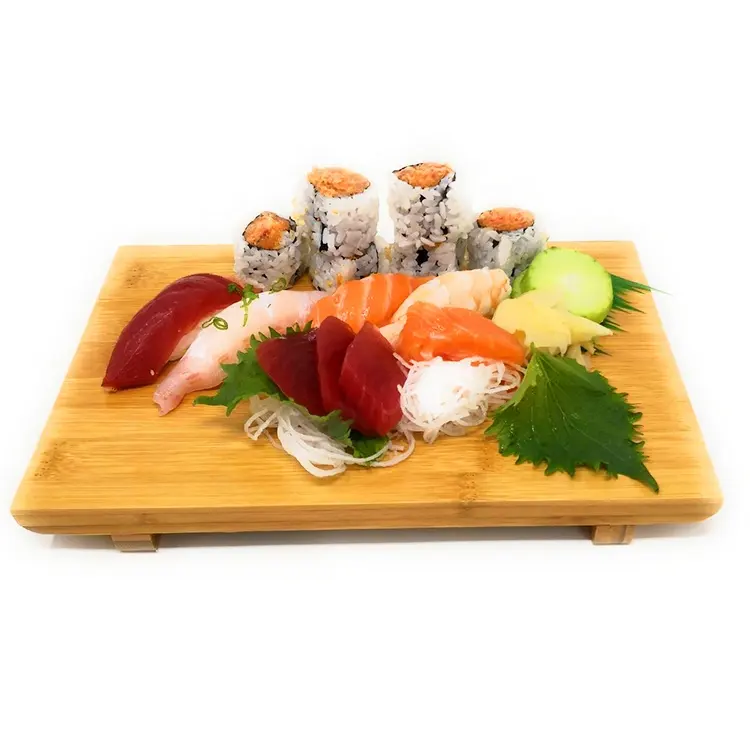 Бамбуковая сервировочная тарелка для суши-посуда в японском стиле, Бамбуковая доска для суши, разделочный поднос (д 9,4 дюйма x Ш 5,9 дюйма)