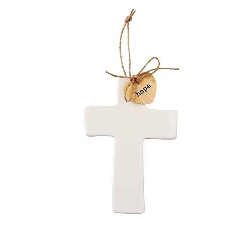 White ceramic Christian church cross wall decor ornaments