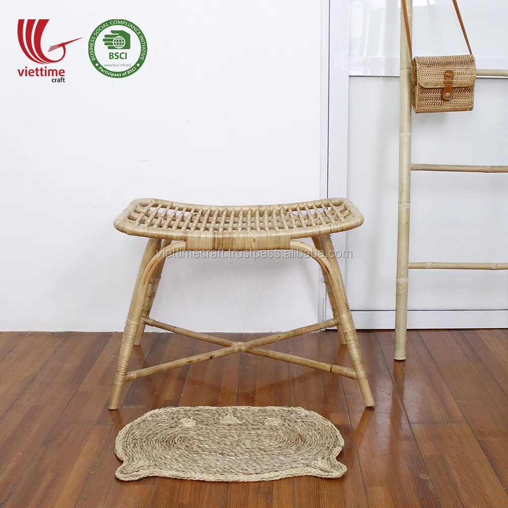 Wholesale Handcrafted Nauural Rattan foot stool Bench made in Vietnam