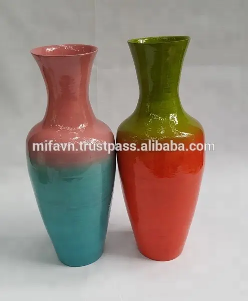 Best Selling Natural Color Lacquered Spun Bamboo Vase From Vietnam