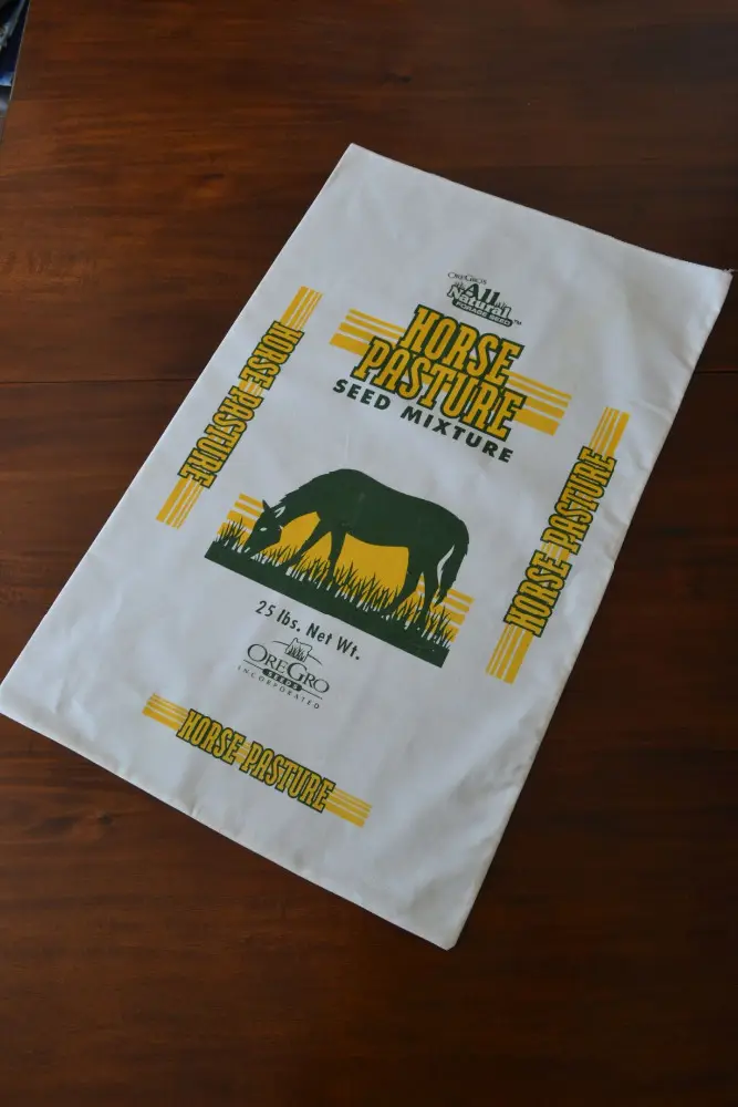 Grass Seed Packaging Bag made with 100% Cotton. Printed