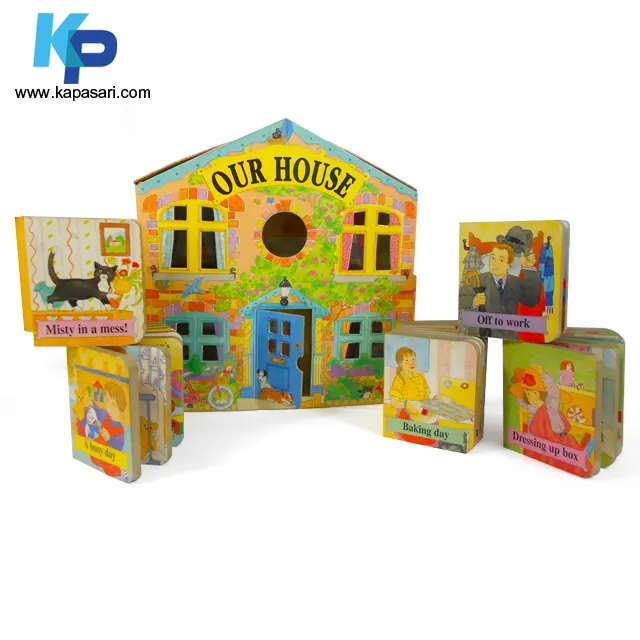 Children house shaped flip book duplex grey back board printing