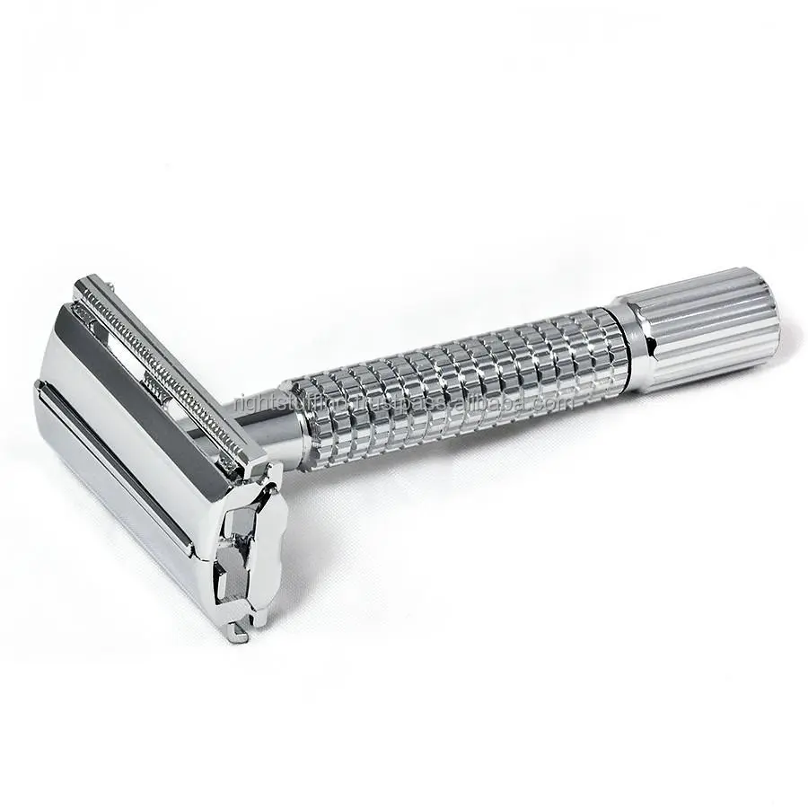 Классическая серебристая металлическая бритва с двойным краем, три штуки, безопасная бритва
