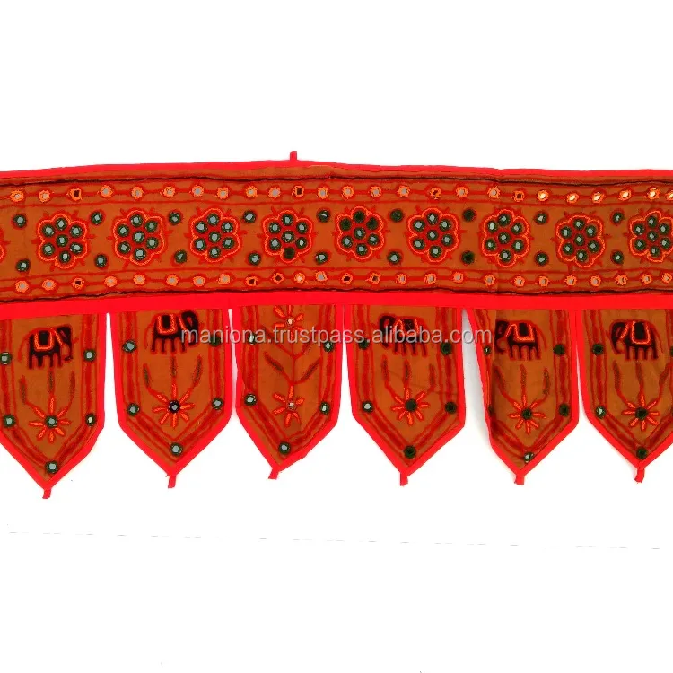 Indian ethnic window valance home decor vintage embroidered patchwork door hanging