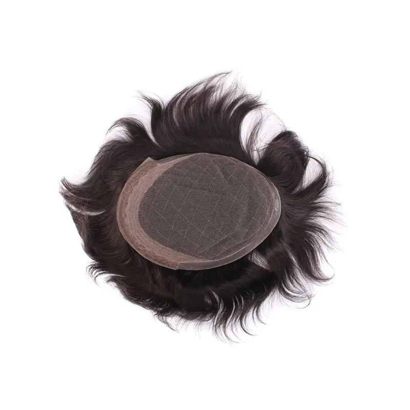 Popular style swiss lace toupee with pu around in sides and back human hair system