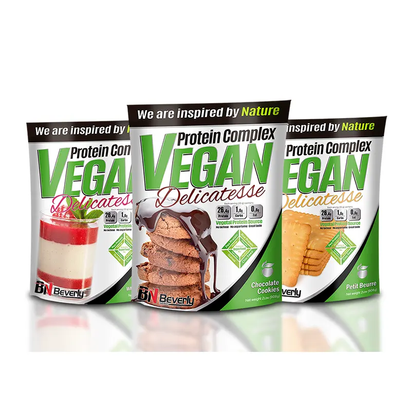 Vegan Protein with superfoods. 900 gr and three delicious flavors. Available for private label too.