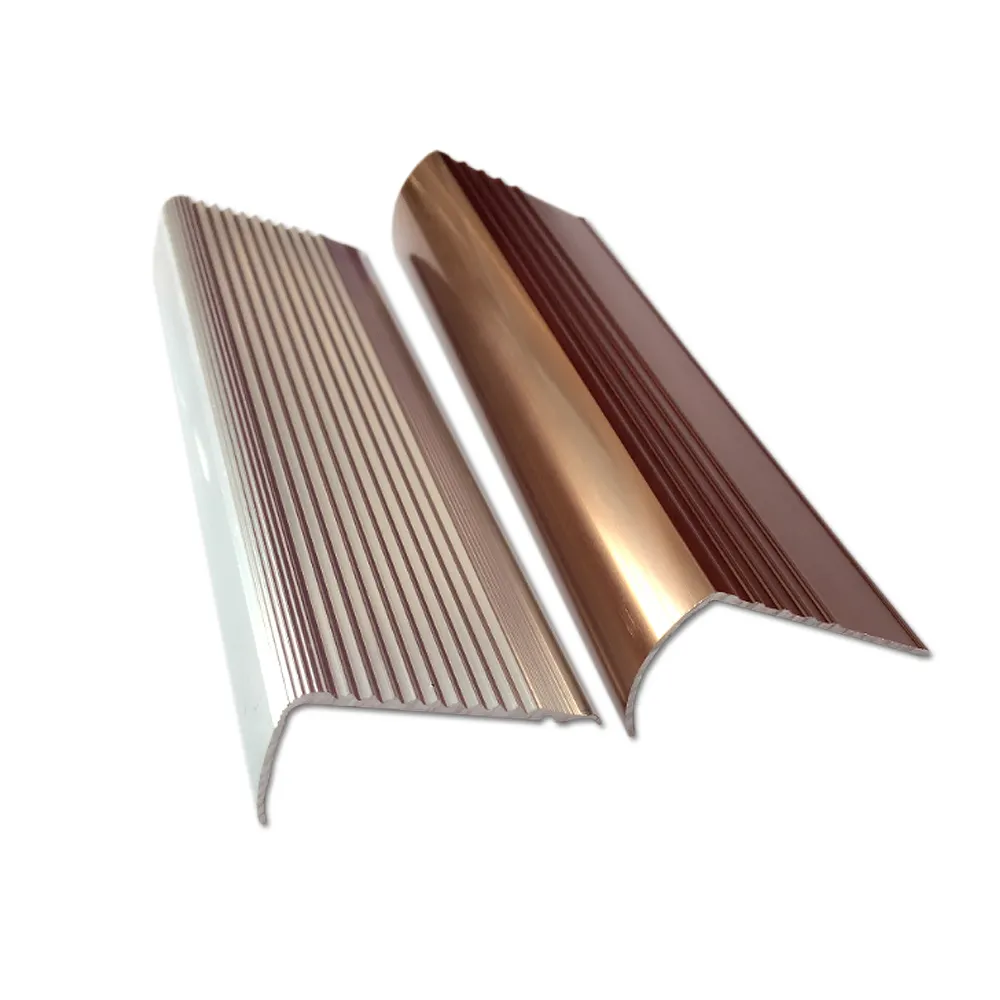 aluminum profile glossy finish L shape right angle non slip stair edging trim