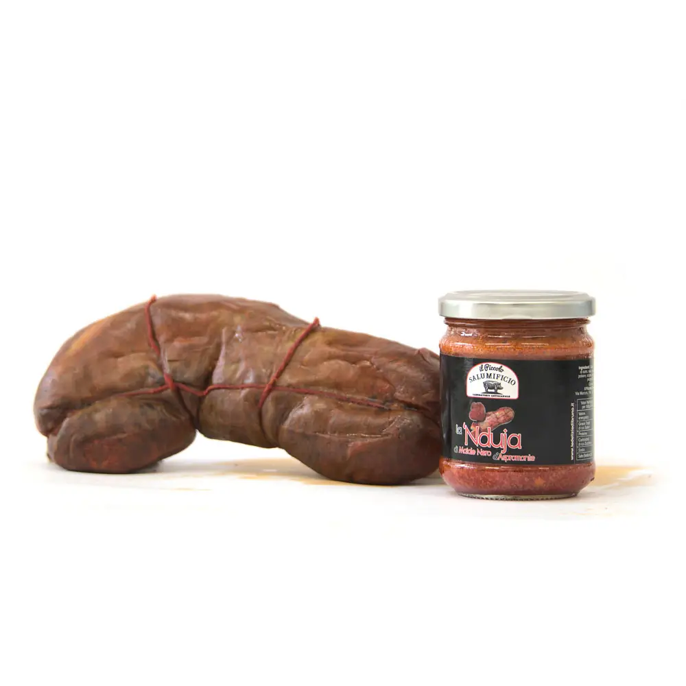 Top selling Italian Nduja sauce of Aspromonte black pork meat in 200 gr. mason jar for distributor