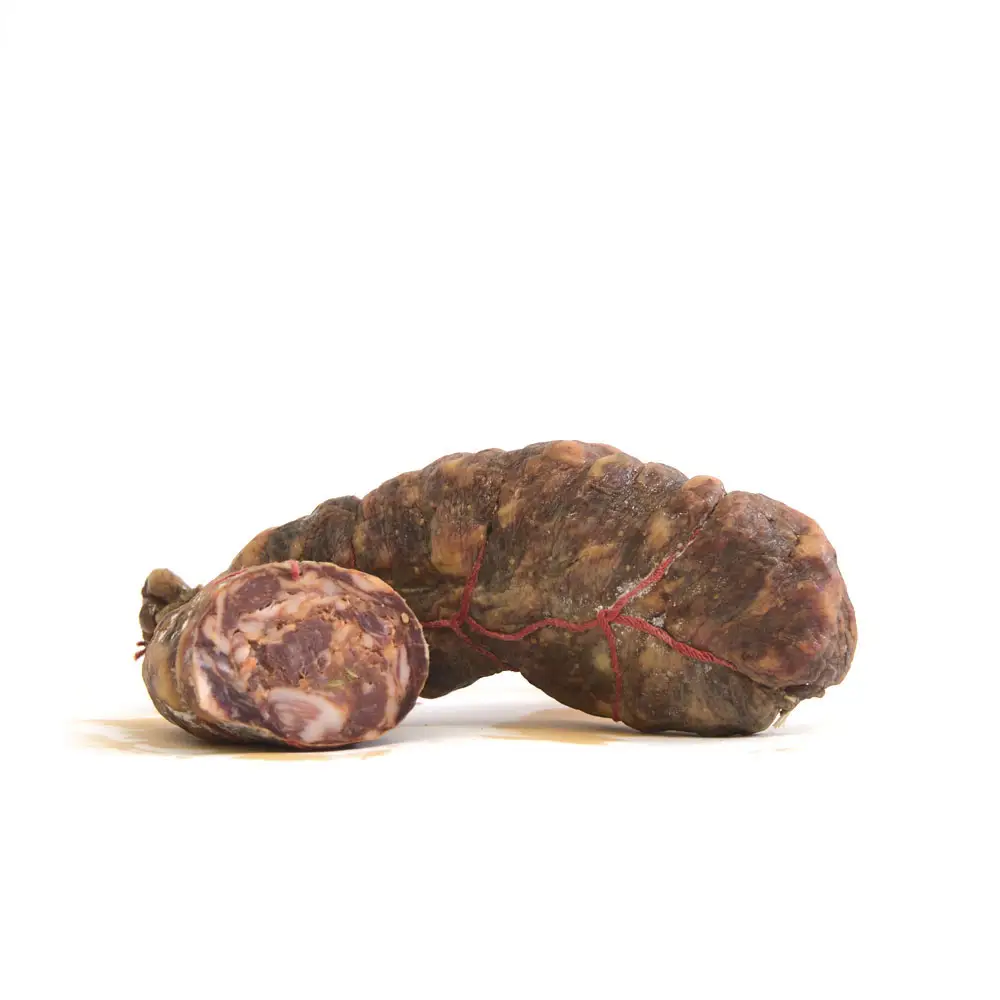 Special selection 100% Made in Italy pork sausage soppressata handmade with Aspromonte black pork for restaurant