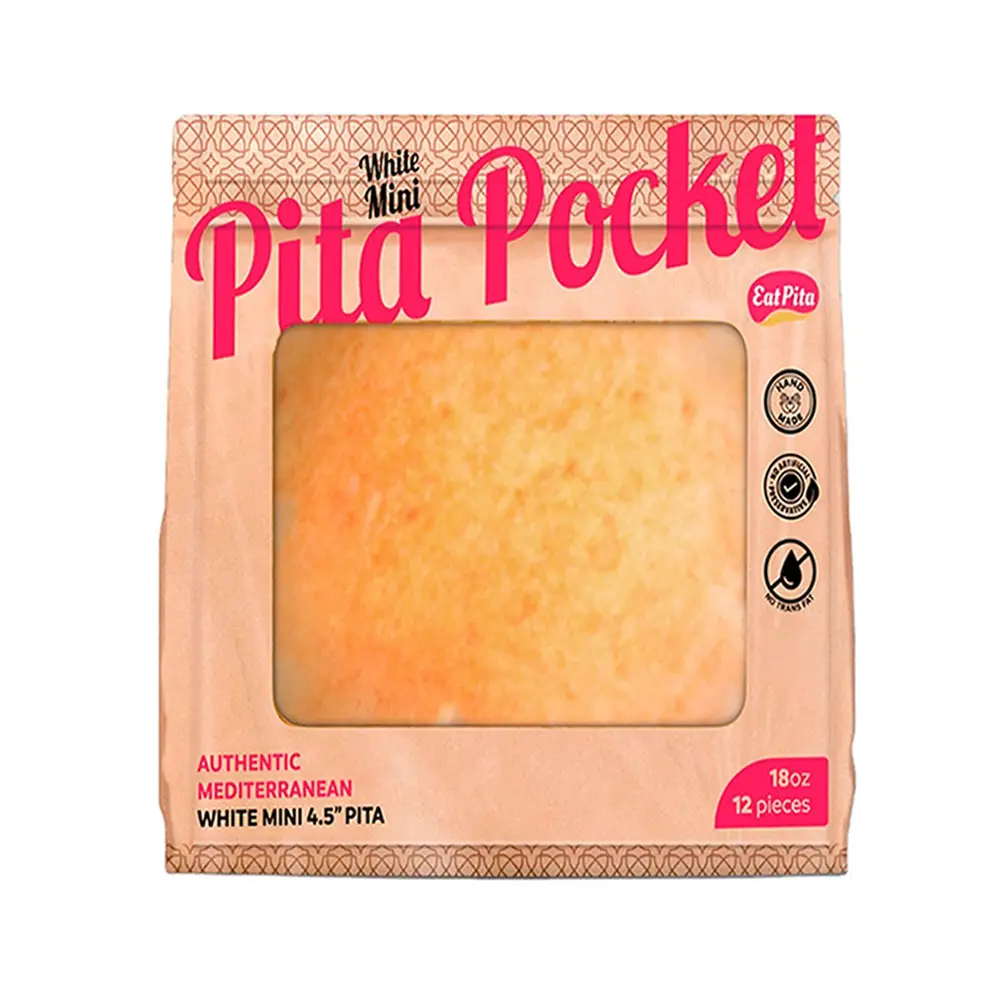 Eat Pita Hand Crafted Wholesale High Quality Baked Pita Pocket Mini White 4.5 Inches