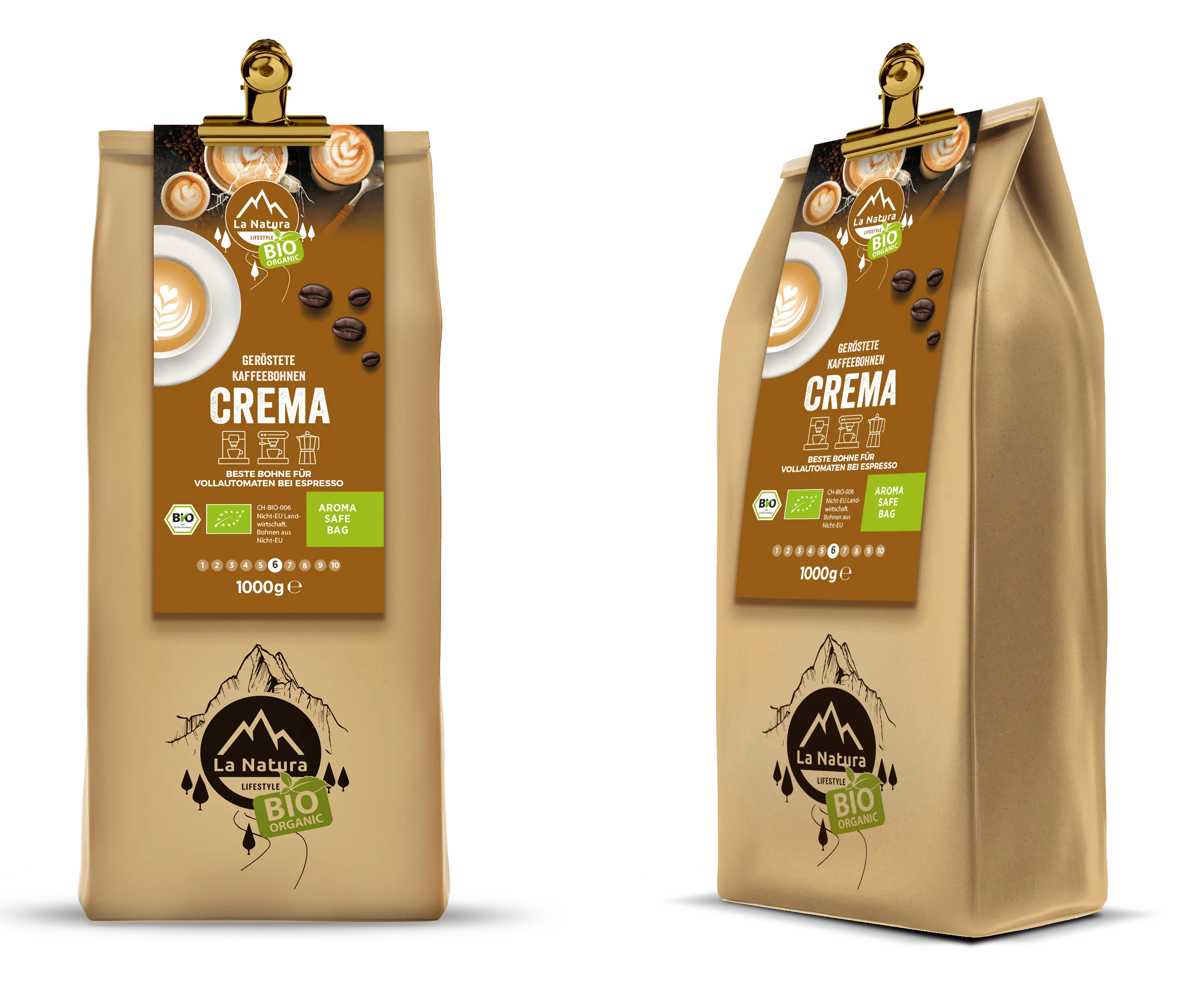 La Natura Lifestyle BIO Coffee Crema 1 kg Beans  paper bag 