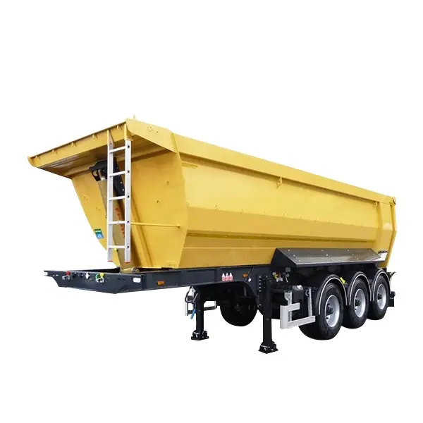 3 Axles End Dump Tipper Trailer 35 cbm half pipe for Sale