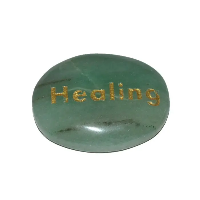Green Aventurine Healing Word Engraved Stone