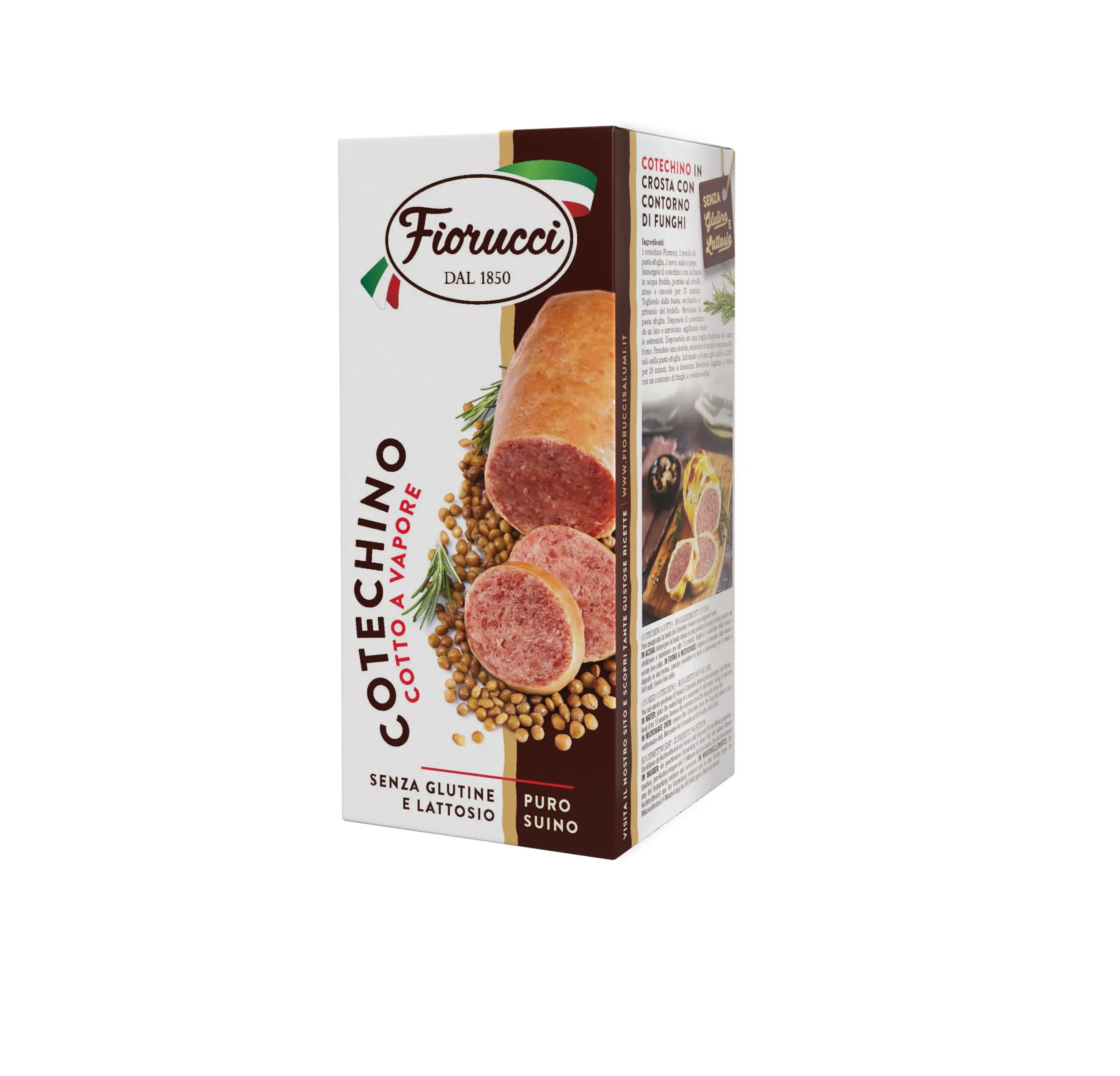 Italian Premium quality Artisan Steamed sausage of pure pork Cotechino for traditional Italian dinner