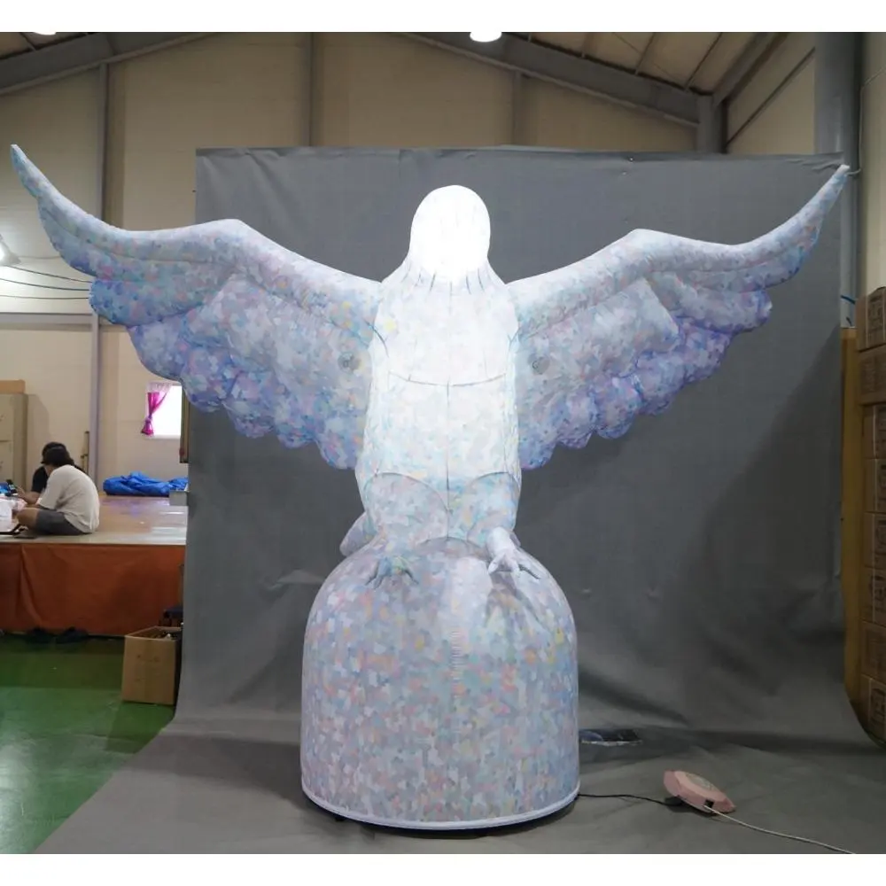 Надувной белый голубь, раскладывающий крылья (на заказ)