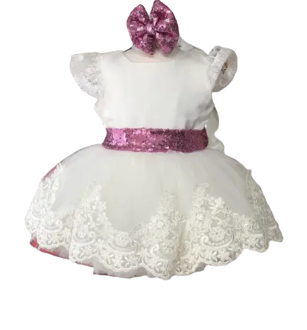 Платья для девочек оптом пользовательский новорожденный новый дизайн современная роскошная одежда высокого качества кружевное блестящее розовое белое детское платье для девочек