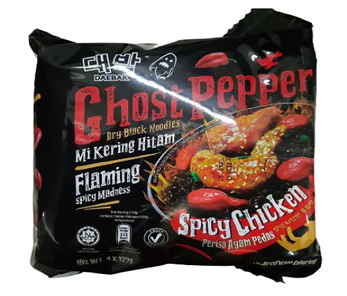 Korean Instant Noodle Food Ghost Pepper Daebak Hot Chicken Packet Bundle Ramen Spicy Flavor Roasted Black Ramyeon Halal Amazon