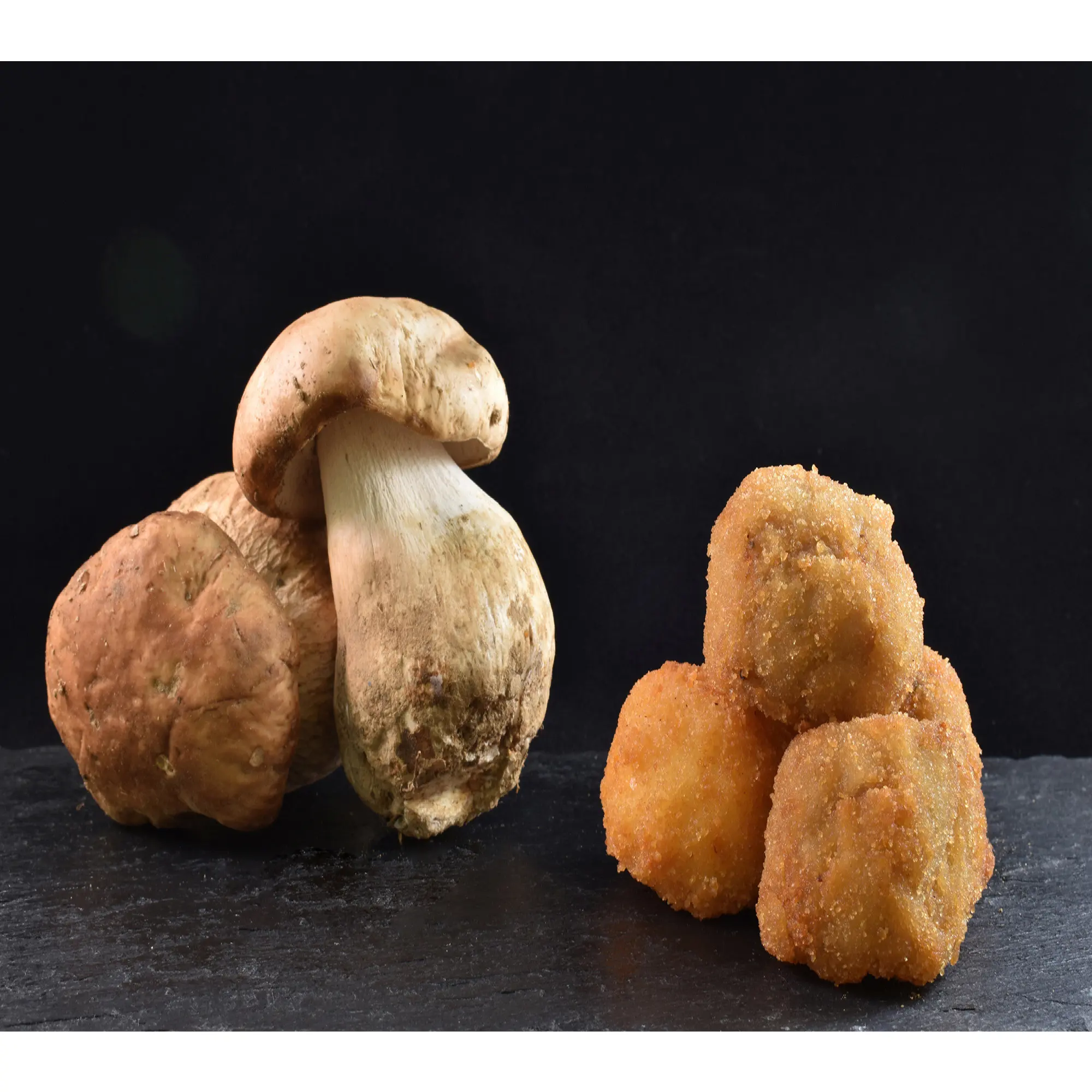 Porcini Croquettes Frozen Food Frozen Snacks handmade typical delicatessen gourmet from Spain. Natural organic product.