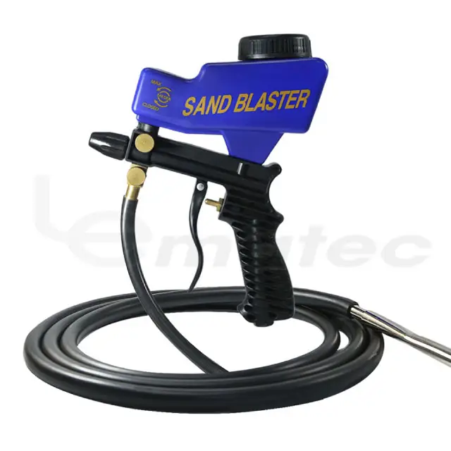 LEMATEC Ceramic Nozzle Sandblasting Gun Gravity Feed With Siphon Feed Sandblaster Gun With Hose For Remove Rust Oil Sodablas