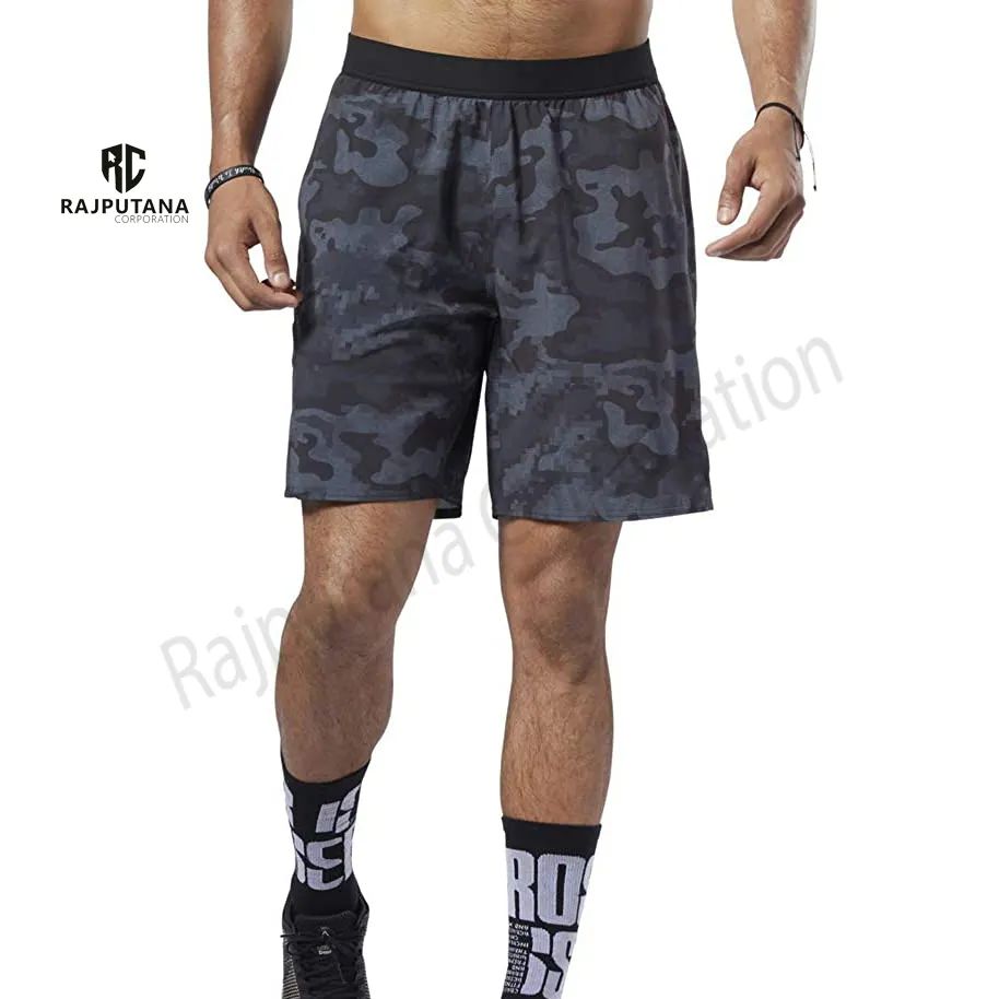 Shorts camuflados para homens, bermudas de algodão para crossfit, de poliéster, para uso ao ar livre, casual, com cordão, para adultos e meninos