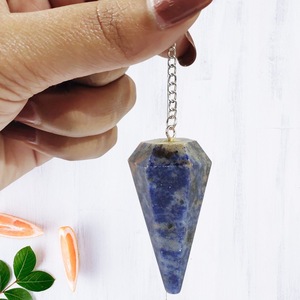 En popüler 6 yönlü Sodalite sarkaç el yapımı enerji şifa kristal modeli Dowsing toplu için toptan değerli taş - Product Image 1