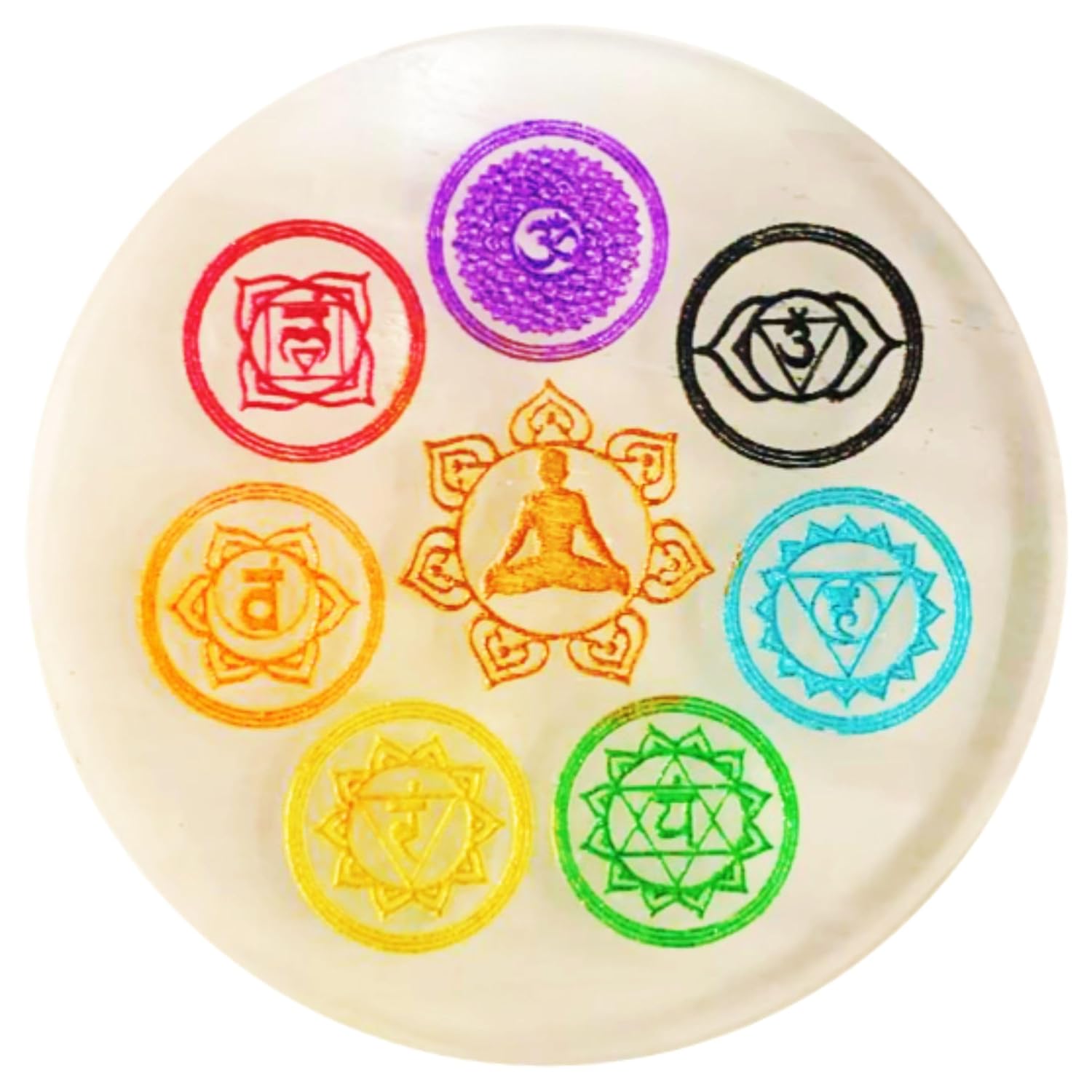 สีขาวที่มีสัญลักษณ์จักระหลายสี