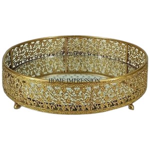 Cazip bak toptan toplu satış yuvarlak şekil yüksek standart kalite Metal Made altın kaplama yuvarlak şekil ayna tepsi malzemeleri - Product Image 3