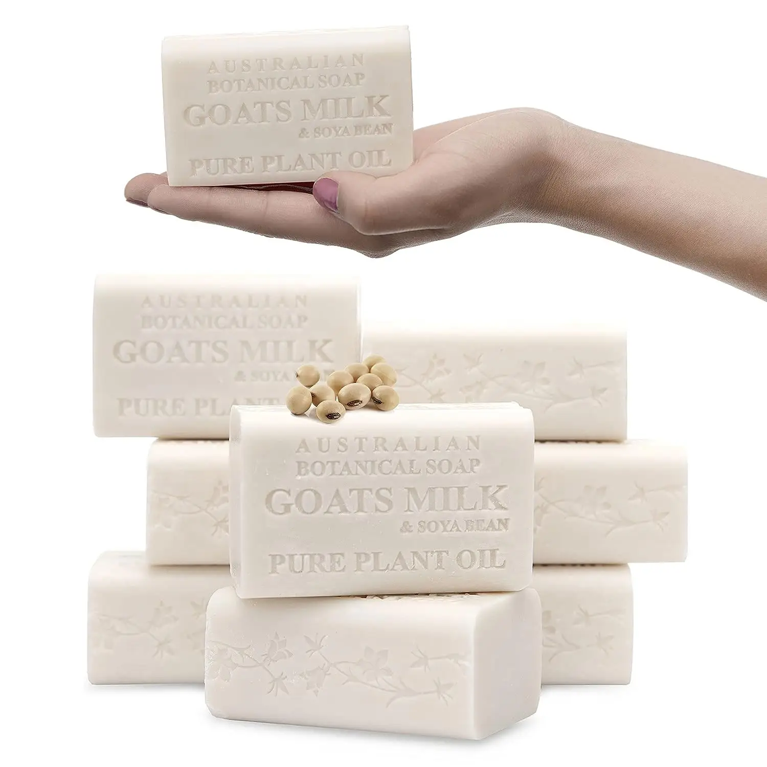 Sabun Minyak tanaman murni susu kambing Premium & minyak kacang Soya-6.8 oz. 193g bar-set dari 8 sabun buatan tangan mewah