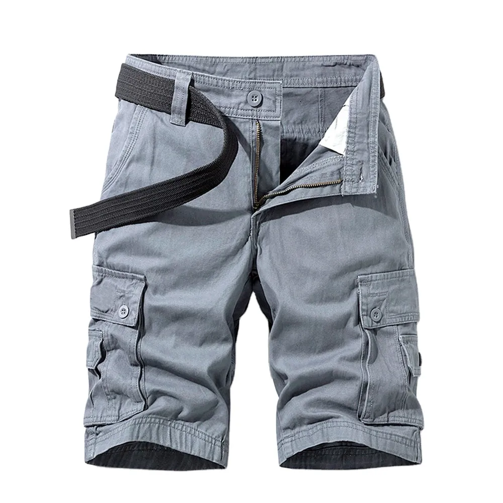 Pantaloncini Cargo in cotone 100% per uomo stile Cool con cerniera e vita elastica stampa Logo personalizzato per uso palestra servizio OEM