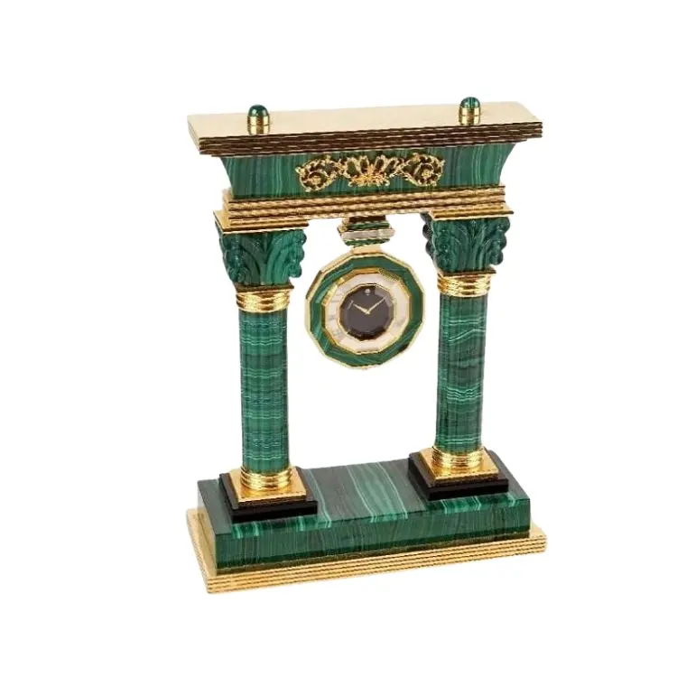 판매 테이블 시계 빈티지 수제 골동품 빈티지 럭셔리 창조적 인 장식 말라카이트 시계