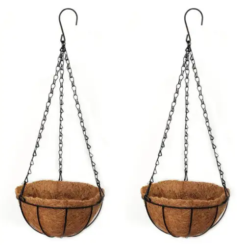 Suitable for Balcony Hanging Basket Planter Metal with Coconut Coir Liner Wire Flower Holder Porch Pots Hanger