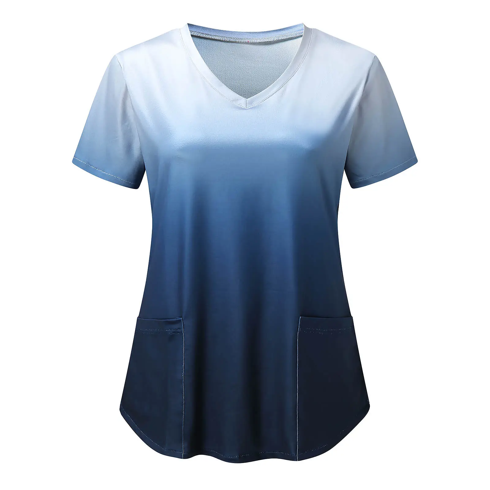 Scrubs Camisa Top Para As Mulheres V-Neck Trabalho Blusa Camisa Chemise Dentista Uniforme Enfermagem Manga Curta Saúde Feminina