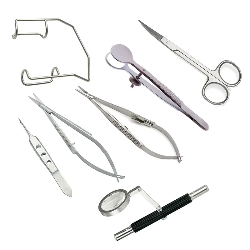 Conjunto de cirurgia de olho veterinário, kit de instrumentos veterinários de 7 peças, pacote de cirurgia veterinária