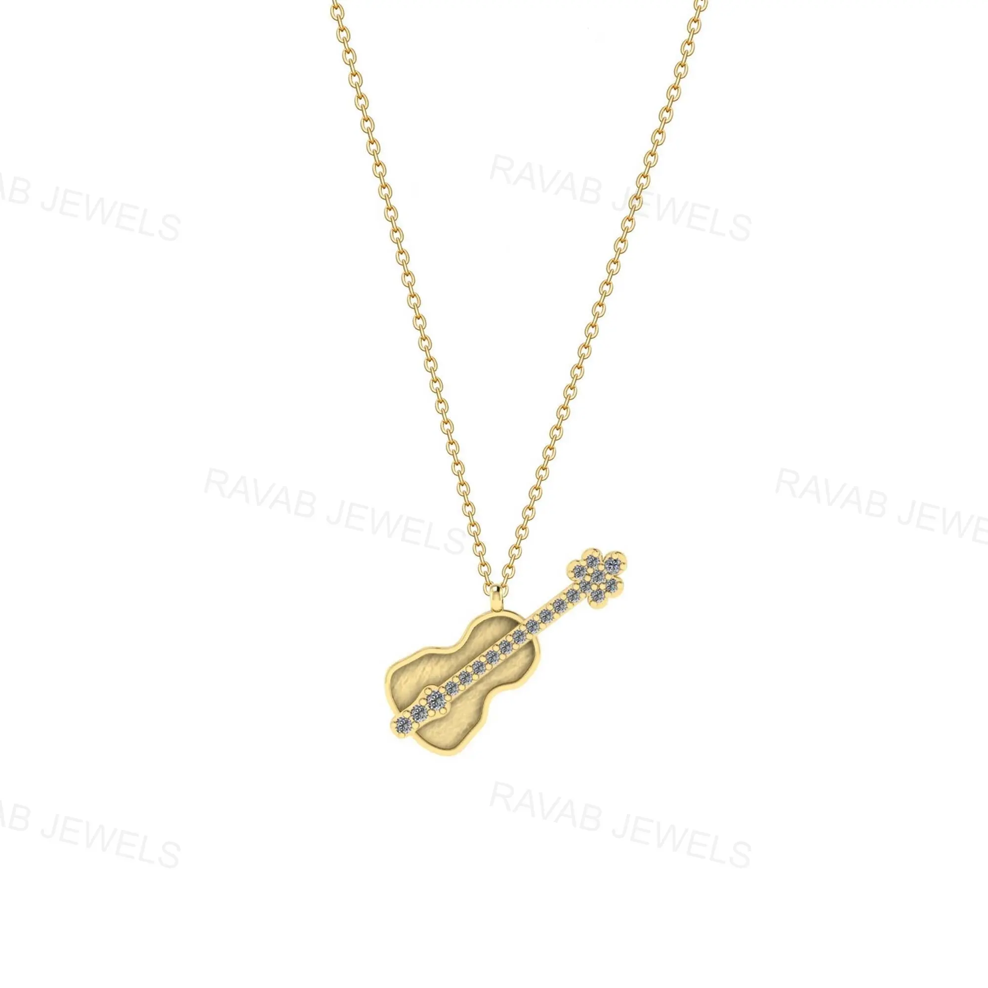 Buena calidad más nuevo música guitarra instrumento Musical 7x19mm Hiphop Rock estilo circón plata esterlina colgante collar para hombres