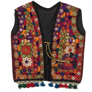 Sindhi Ajrak儿童马甲Koti，批发Ajrak手工马甲Koti，巴基斯坦儿童服装