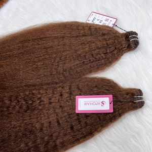 卸売ヘアベンダーバージンバンドルバルクバージンキンキーストレートエクステンション、ダブルドローレミーダークブラウンヘアエクステンション - Product Image 4
